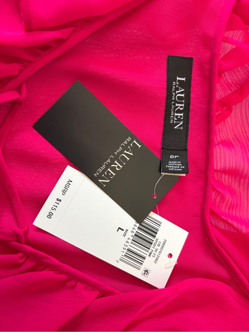 Ralph Lauren Georgette Pink Ruffle V-Neck Sleeveless Blouse - Picture 2 of 3